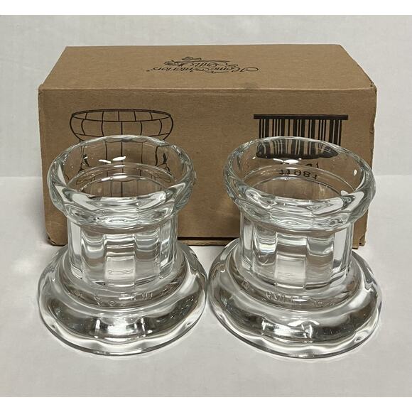 Home Interiors Gifts Chunky Clear Glass Pillar Votive Candle Holders 11981 USA - Picture 1 of 7